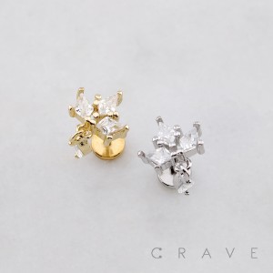 MULTI  MARQUISE CZ FAN DANGLE THREADLESS (PUSH IN) 316L SURGICAL STEEL LABRET SET